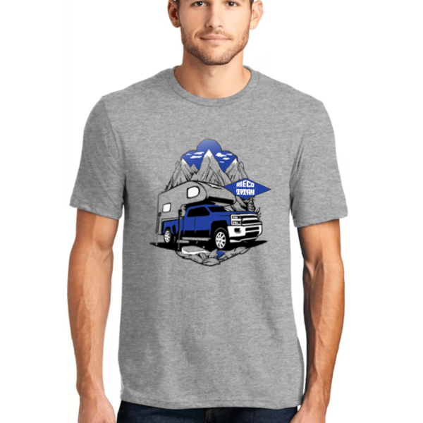 Rieco-Titan Truck Camper Graphic Design Decal T-Shirt in Gray